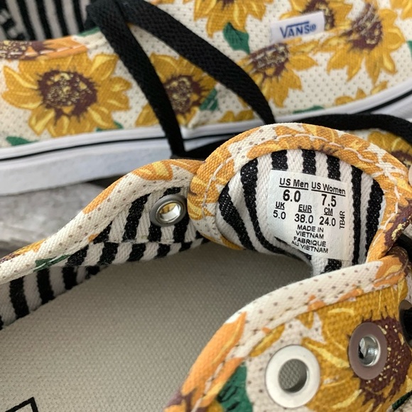 #02 VANS Off The Wall Authentic Sunflower White Classic Sneaker Skater Shoe Lace - Picture 6 of 8